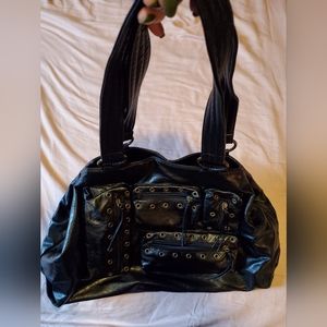 Black Pleather Medium/Large Shoulder Bag